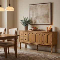 SAND STONE HOME 65" TV Entertainment Console, Buffet Cabinet, Cocoa Brown