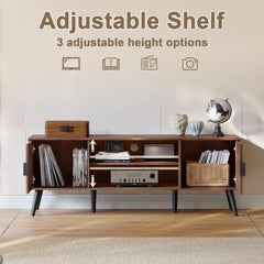 ChooChoo TV Stand with Open Shelves for 65 Inch TVs, Mid Century