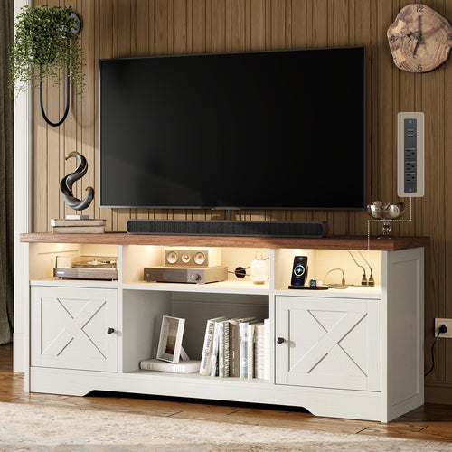 Casaottima TV Stand for 65 Inch TV, Entertainment Center, White