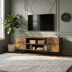 YESHOMY Mid-Century Modern TV Stand, 58 Inch, Light Grey