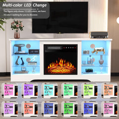 PRETZI Fireplace TV Stand with 36" Fireplace Up to 80" TVs for Living Room