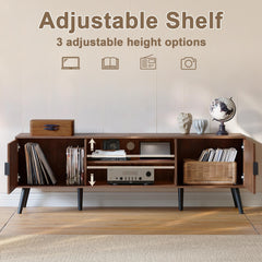 ChooChoo TV Stand with Open Shelves for 65 Inch TVs, Mid Century
