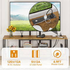 GYIIYUO LED TV Stand with Mount and Power Outlet & Fabric Drawers for 32-85 Inches TV - Entertainment Center and Corner Tv Stand for Living Room, Bedroom- 47" Rustic Brown (Max VESA 600mm × 400mm