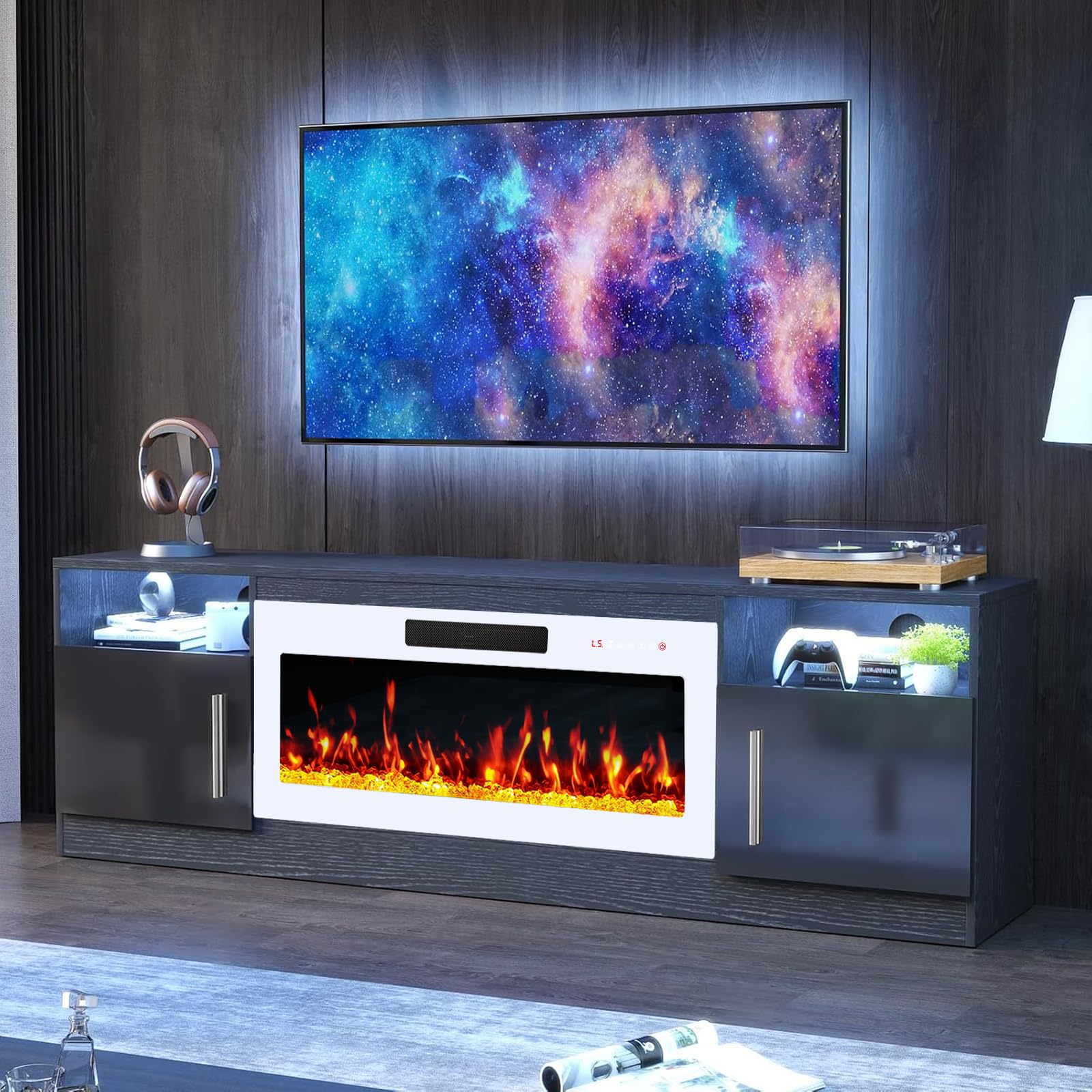 PRETZI Fireplace TV Stand with 36" Fireplace Up to 80" TVs for Living Room