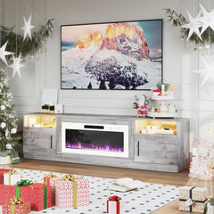 PRETZI Fireplace TV Stand with 36" Fireplace Up to 80" TVs for Living Room