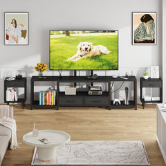 GYIIYUO LED TV Stand with Mount and Power Outlet & Fabric Drawers for 32-85 Inches TV - Entertainment Center and Corner Tv Stand for Living Room, Bedroom- 47" Rustic Brown (Max VESA 600mm × 400mm