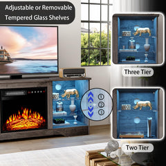 PRETZI Fireplace TV Stand with 36" Fireplace Up to 80" TVs for Living Room