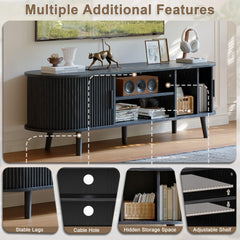 ChooChoo 54" Mid Century Modern TV Stand with Fluted Sliding Doors