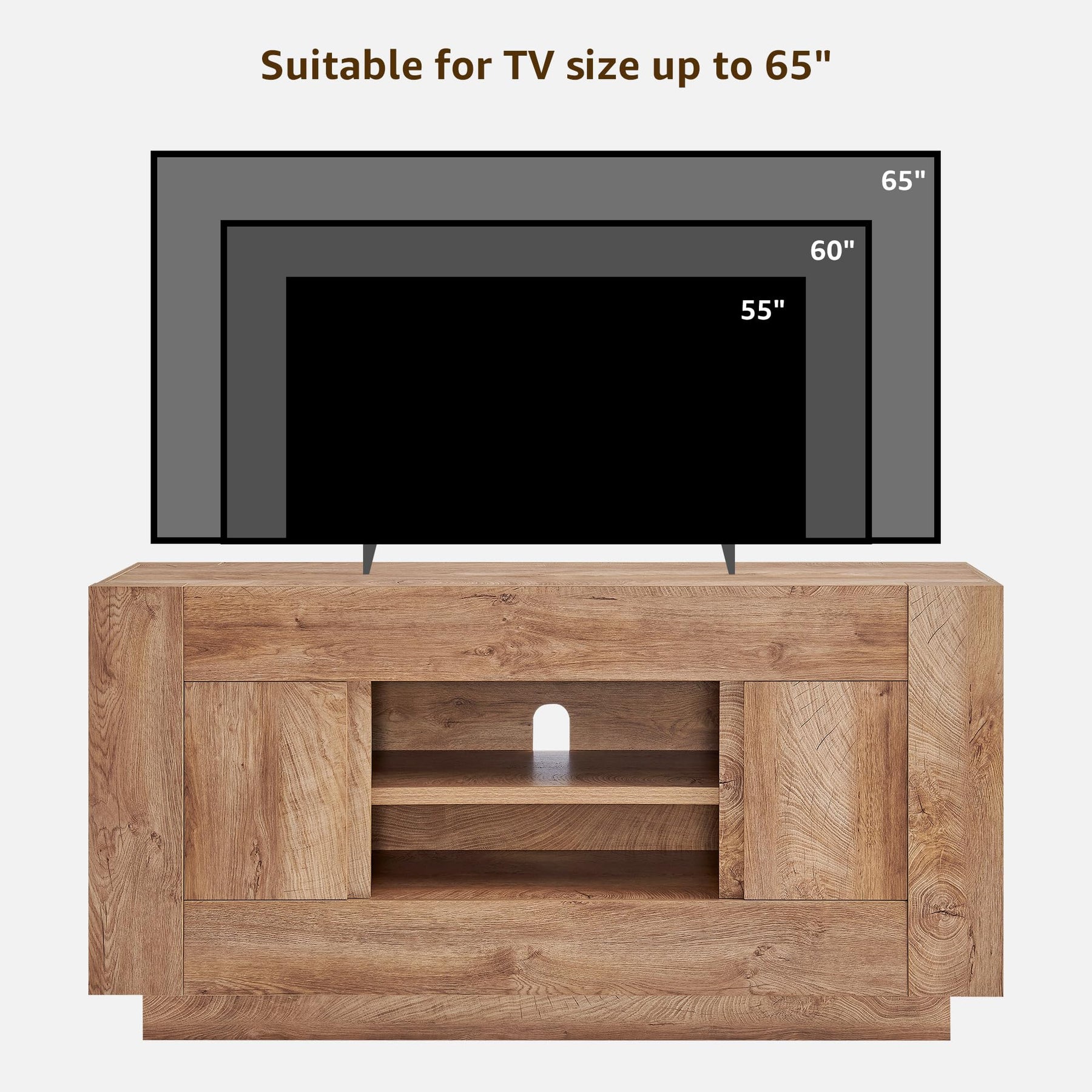 OKD 70" TV Stand for 80" TV, Thick Block Media Console, Antique White