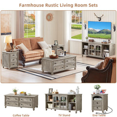 RWYHG Farmhouse TV Stand for 60 in TV, Entertainment Center for Living Room