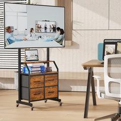 GYIIYUO Rolling TV Stand with Mount & 4 Fabric Drawers for 32-75 inch TVs