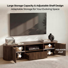 CHITA 70" Fluted TV Stands TV Console with Drawers for TVs Up to 80",Walnut