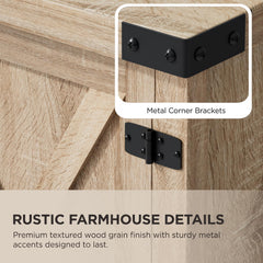 YESHOMY Modern Farmhouse TV Stand with Barn Door for 65 Inch TV, Gray Wash