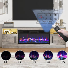 PRETZI Fireplace TV Stand with 36" Fireplace Up to 80" TVs for Living Room