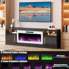 VITESSE 70”Fireplace TV Stand,Modern Entertainment Center Heating Fireplace