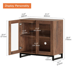 WAMPAT Modern TV Stand with Glass Doors for 80-120 inch TVs, 4 in 1 Entertainment Center Console with 4 Drawers and Metal Base for Living Room, Bedroom, Brown