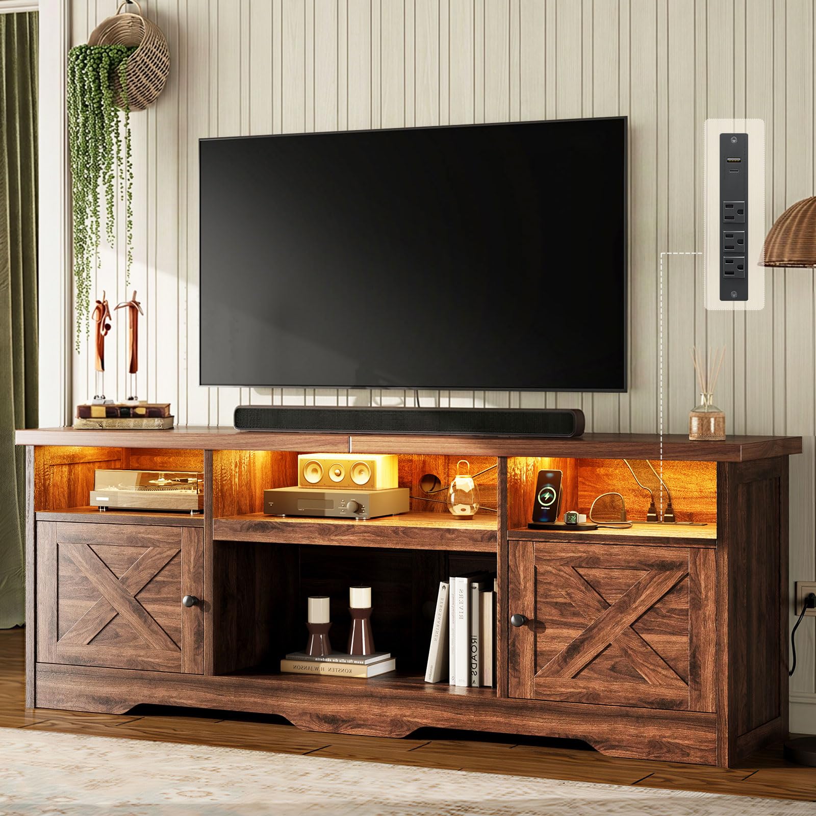 Casaottima TV Stand for 65 Inch TV, Entertainment Center, White
