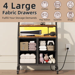 GYIIYUO Rolling TV Stand with Mount & 4 Fabric Drawers for 32-75 inch TVs