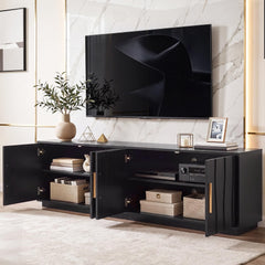 YITAHOME 70" Mid Century Modern TV Stand for 80 Inch TV, Storage, Walnut