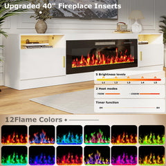 PRETZI Fireplace TV Stand with 36" Fireplace Up to 80" TVs for Living Room