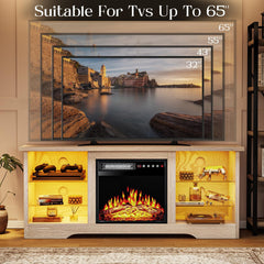 VITESSE 70”Fireplace TV Stand,Modern Entertainment Center Heating Fireplace