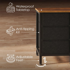 Huuger 63 Inch TV Stand for 65, 70 Inch TV, 11 Drawer Long Dresser with Power Outlets and LED Lights, Entertainment Center with Storage, Black Dresser with PU Leather Surface