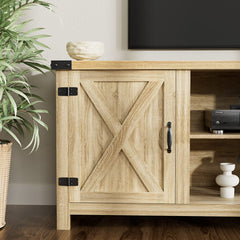 YESHOMY Modern Farmhouse TV Stand with Barn Door for 65 Inch TV, Gray Wash