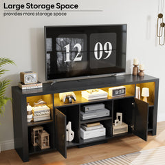 LIKIMIO 70" TV Stand for TVs up to 80", LED Entertainment Center, Black
