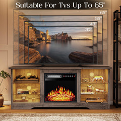VITESSE 70”Fireplace TV Stand,Modern Entertainment Center Heating Fireplace