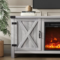 YESHOMY Modern Farmhouse TV Stand with Barn Door for 65 Inch TV, Gray Wash