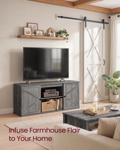 VASAGLE Farmhouse TV Stand for TVs up to 65 Inches, Entertainment Center with Storage Cabinets and Sliding Barn Doors, Media Console Table for Living Room, Honey Brown ULTV535K101