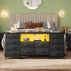 WLIVE LED Dresser TV Stand for 65 Inch TV, 8 Drawers, White