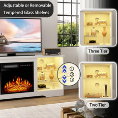 PRETZI Fireplace TV Stand with 36" Fireplace Up to 80" TVs for Living Room