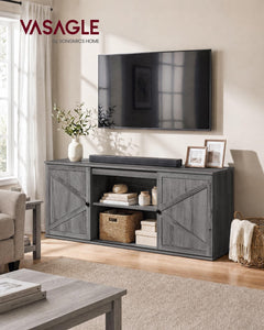 VASAGLE Farmhouse TV Stand for TVs up to 65 Inches, Entertainment Center with Storage Cabinets and Sliding Barn Doors, Media Console Table for Living Room, Honey Brown ULTV535K101