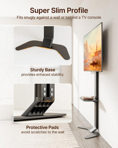 ECOTINY Tall Floor TV Stand for 37-86" TVs, Ultra Slim, Black