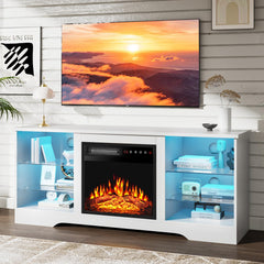 PRETZI Fireplace TV Stand with 36" Fireplace Up to 80" TVs for Living Room