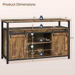 Yaheetech Farmhouse TV Stand for 55 Inch, Sliding Barn Door, Rustic Brown