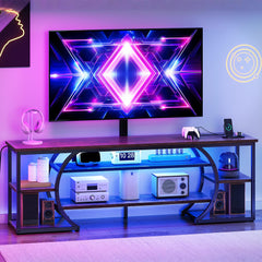 YITAHOME TV Stand for 65/70 Inch TV, LED TV Stands for Living Room w/Power Outlets, Entertainment Center with Storage, Wood Television Stand, TV Console Table, Rustic Brown