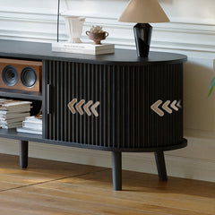 ChooChoo 54" Mid Century Modern TV Stand with Fluted Sliding Doors