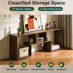 ACOHOOK Walnut 60" Mid-Century TV Stand with Storage Open Shelf
