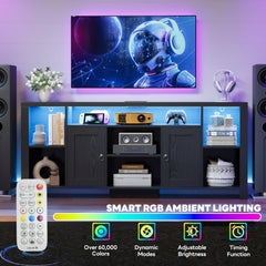 LIKIMIO 70" TV Stand for TVs up to 80", LED Entertainment Center, Black