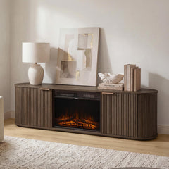 CHITA 70" Fluted TV Stands TV Console with Drawers for TVs Up to 80",Walnut