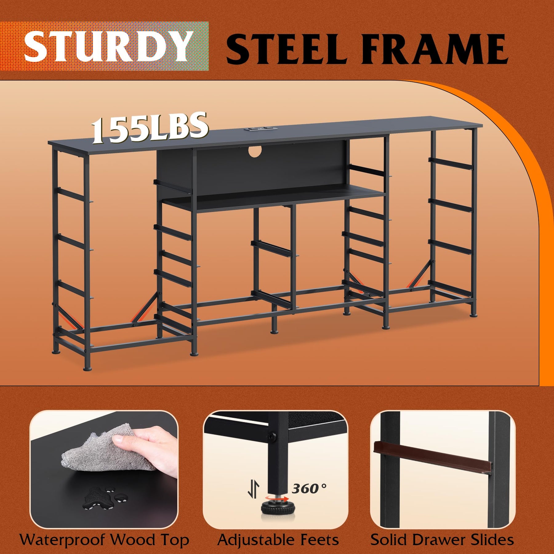 WLIVE LED Dresser TV Stand for 75 Inch TV, 12 Drawers, Black