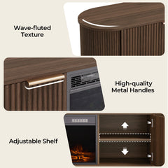 CHITA 70" Fluted TV Stands TV Console with Drawers for TVs Up to 80",Walnut
