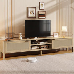IKALIFE Rattan TV Stand for Living Room Walnut 71"