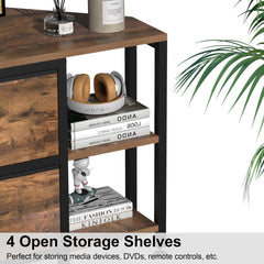 EXOTICA Corner TV Stand for 55" TV with Drawer & Power Outlet, Brown