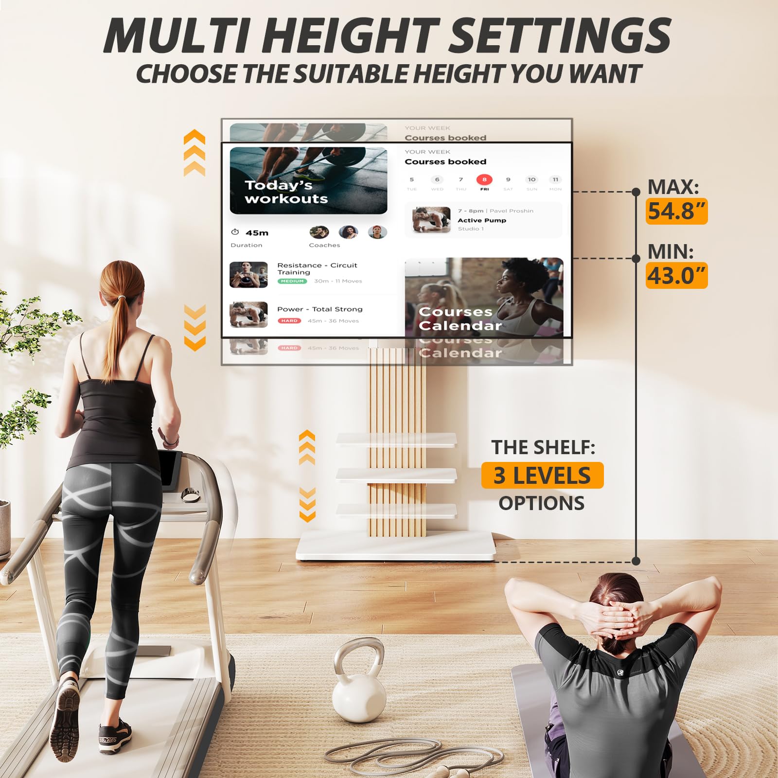 TVON Heavy Duty Rolling TV Stand for 55-100 inch Large Screens