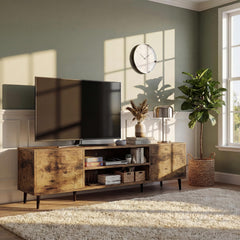 YESHOMY Mid-Century Modern TV Stand, 58 Inch, Light Grey