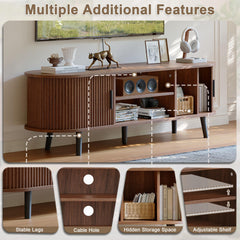 ChooChoo 54" Mid Century Modern TV Stand with Fluted Sliding Doors