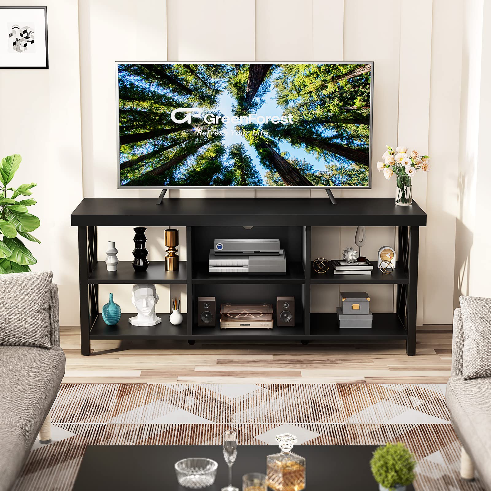 GreenForest TV Stand for 65 in TV, 55" Entertainment Center for Living Room